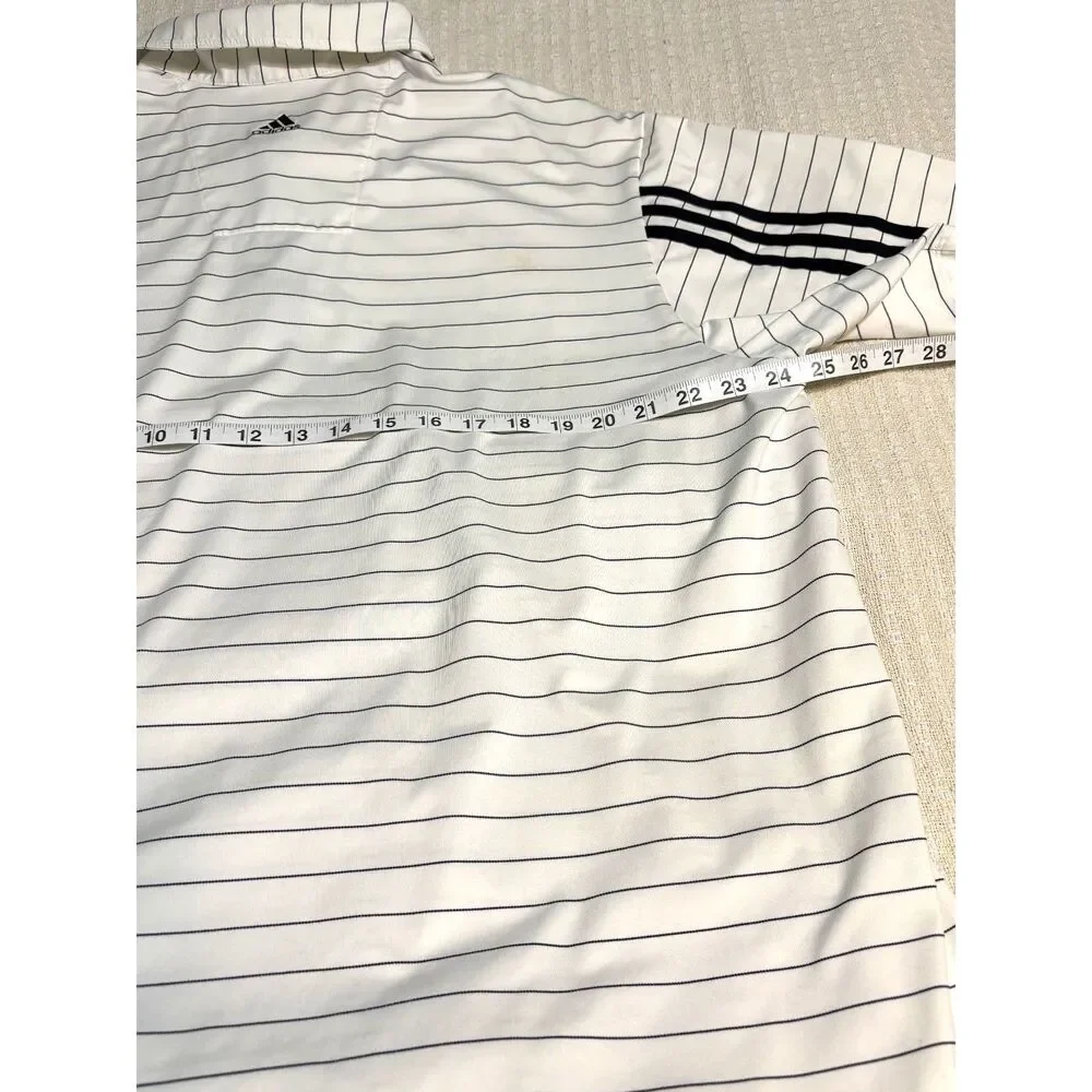 Adidas Climalite Golf Polo Shirt XL White Navy/Black Stripe Performance Athletic